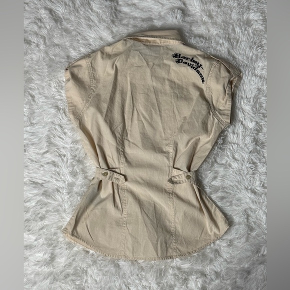 Harley-Davidson Vintage Button-Up Shirt – Size S (Tan, 2008) - Picture 4 of 6